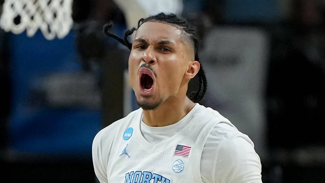 Mar 19, 2026; Greenville, SC, USA; North Carolina Tar Heels forward Jarin Stevenson (15) celebrates after a play against the VCU Rams in the second half of a first round game of the men's 2026 NCAA Tournament at Bon Secours Wellness Arena. Mandatory Credit: Bob Donnan-Imagn Images