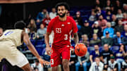 Nebraska guard Brice Williams dribbles the ball against Washington in Seattle on Feb. 6, 2025.