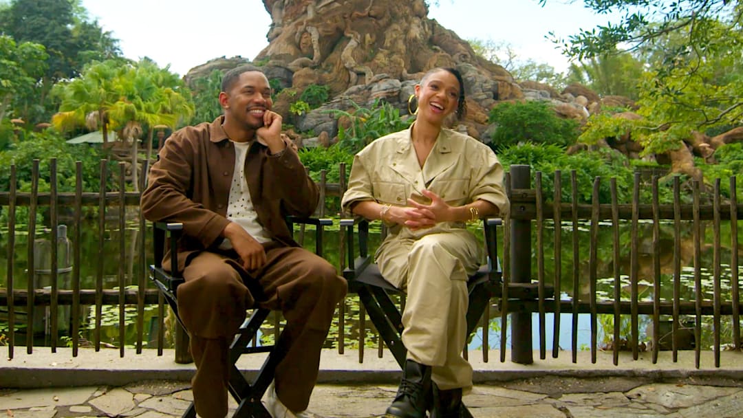 Kelvin Harrison Jr. and Tiffany Boone being interviewed for Mufasa movie. Credit Walt Disney Pictures