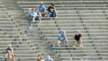 September 20, 2008; Pasadena, CA, USA; UCLA Bruins fans in attendance as they watch the Bruins play against the Arizona Wildcats in the second half at the Rose Bowl. Arizona defeated UCLA 31-10. Mandatory Credit: Gary A. Vasquez-Imagn Images