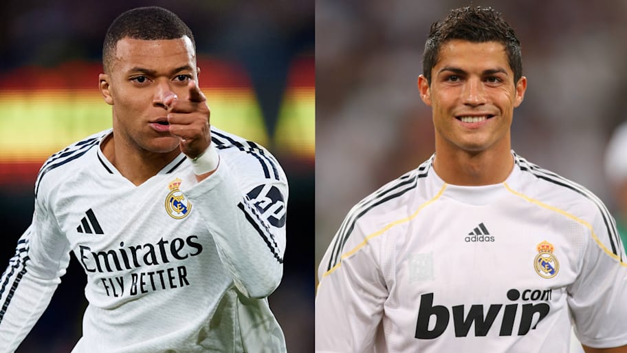 Kylian Mbappé (left) made history in his debut Real Madrid season. | IMAGO/NurPhoto/AFLOSPORT