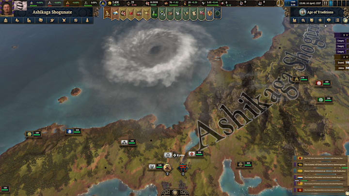 Europa Universalis 5 screenshot of a storm.