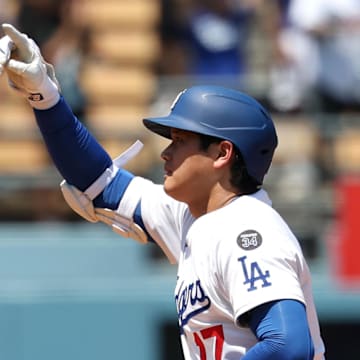 Los Angeles Dodgers two-way player Shohei Ohtani (17) runs after hitting a two-run home run in the third inning against the St. Louis Cardinals at Dodger Stadium on Aug. 6, 2025.