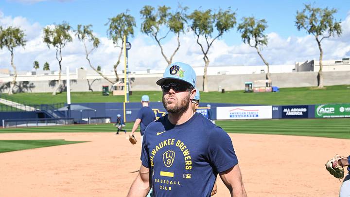 Milwaukee Brewers outfielder Brandon Lockridge walks off the field between drills during spring training workouts Tuesday, February 17, 2026, at American Family Fields of Phoenix in Phoenix, Arizona.