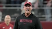 Oct 18, 2025; Tuscaloosa, Alabama, USA; Alabama Crimson Tide head coach Kalen DeBoer yells at officials after a personal foul call against Alabama during the second quarter against the Tennessee Volunteers at Saban Field at Bryant-Denny Stadium. Mandatory Credit: Gary Cosby-USA TODAY Network via Imagn Images