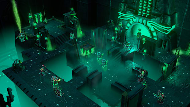 Warhammer 40,000: Mechanicus screenshot showing a creepy Necron tomb.