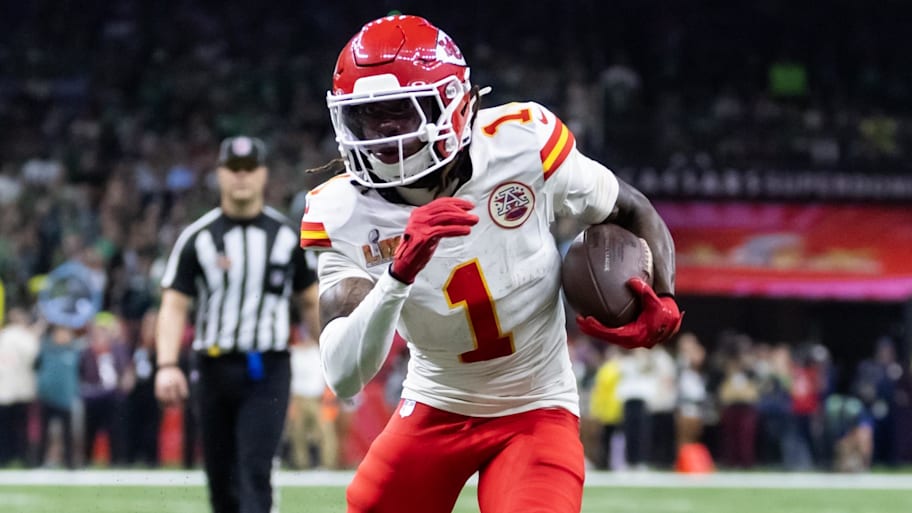 Chiefs receiver Xavier Worthy watched the clip of Taylor Swift expressing her excitement when Kansas City drafted him. | Mark J. Rebilas-Imagn Images
