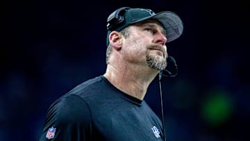 Detroit Lions head coach Dan Campbell looks up at the scoreboard after a play against the Minnesota Vikings at Ford Field in Detroit on Sunday, Jan. 7, 2024