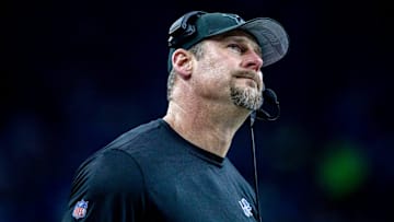 Detroit Lions head coach Dan Campbell looks up at the scoreboard after a play against the Minnesota Vikings at Ford Field in Detroit on Sunday, Jan. 7, 2024