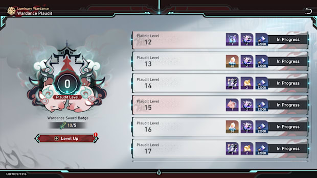 Honkai: Star Rail screenshot of the Wardance Plaudit menu, showing all rewards.