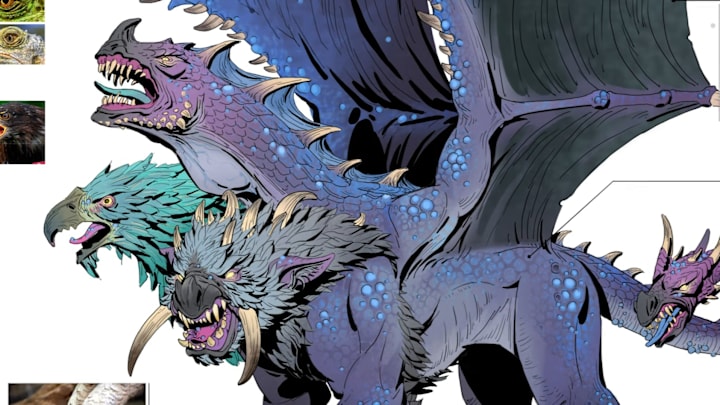 Total War: Warhammer 3 concept art of a Chimera.