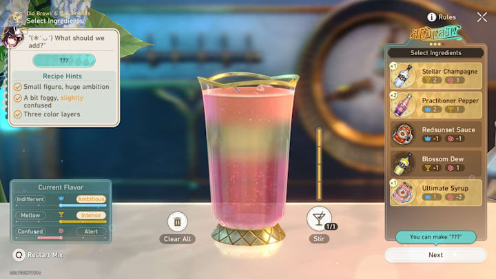 HSR drink #2 for Sparkle.