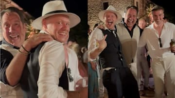 The boys were back in town in Italy at Aaron Ramsdale's wedding