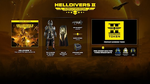 Editions and Pre-Order Rewards for Helldivers 2 on Xbox.