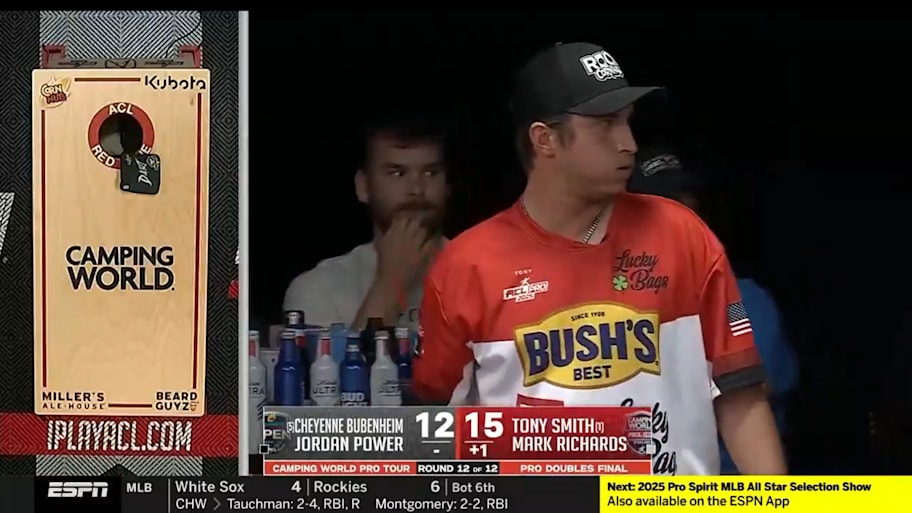 ESPN airs a cornhole tournament before the MLB All-Star selection show. | Via ESP