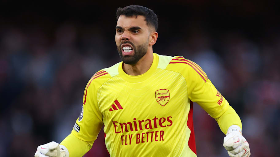 David Raya celebrating.