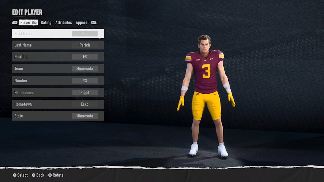 Koi Perich in EA Sports College Football 25