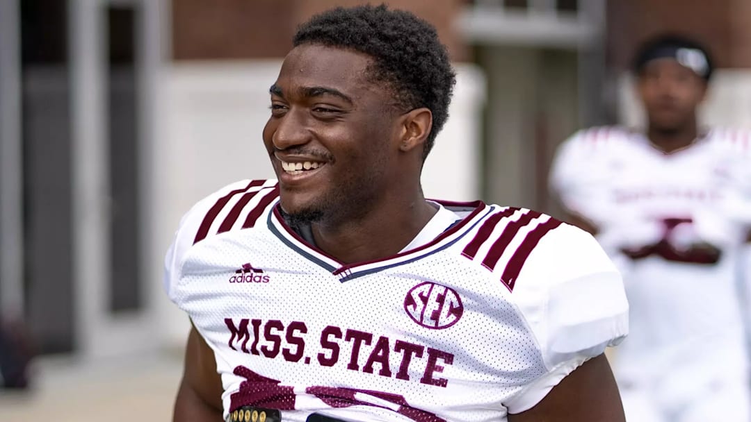 Mississippi State Bulldogs linebacker Jalen Smith during a practice in Starkville, Miss.