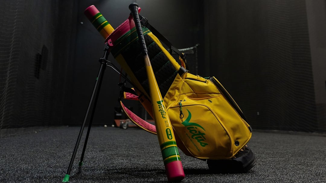 The Sun Mountain x Victus pencil-themed bag stands out among the sea of stand bags.