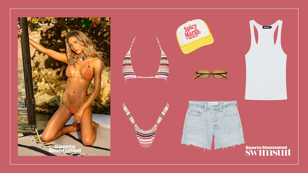 Alix Earle and striped swimwear