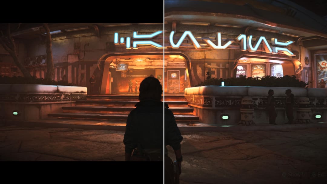 Star Wars Outlaws aspect ratio comparison: 21:9 vs Fill screen (16:9)