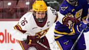 Ella Huber (26) skating against Minnesota State, Makato