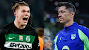Viktor Gyokeres (left) and Robert Lewandowski (right) headline today's transfer rumors and gossip.