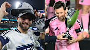 Thomas Müller (left) and Lionel Messi (right) won MLS Conference trophies on Saturday night. 