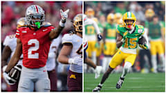 Ohio State receiver Emeka Egbuka and Oregon Ducks receiver Tez Johnson