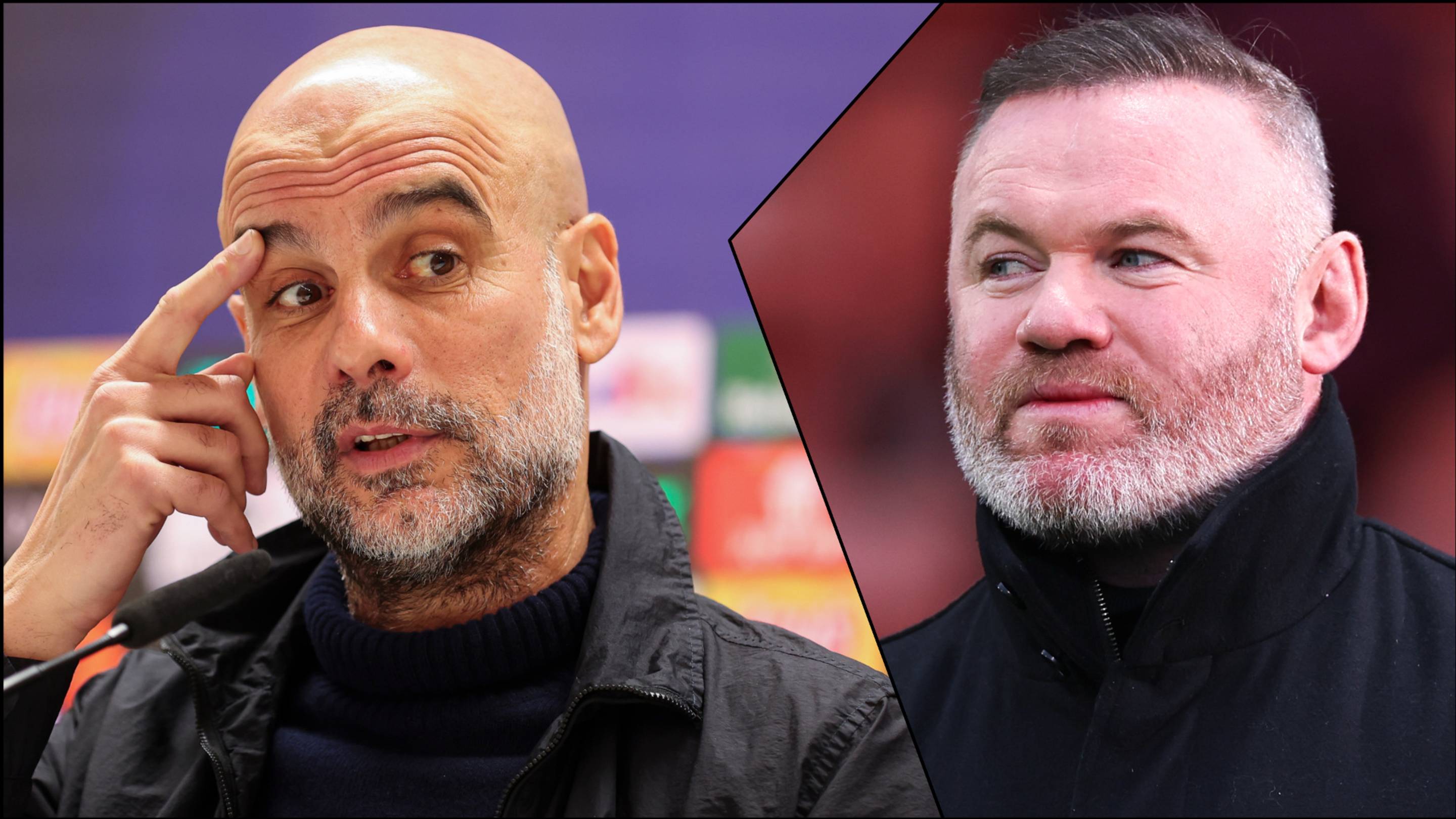 Pep Guardiola (left) was not impressed with Wayne Rooney’s criticism.
