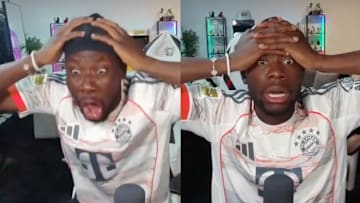 Alphonso Davies reacts to Jamal Musiala's horror injury.