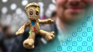 Baby Groot and a friend at New York Comic Con in 2023.
