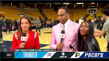 Stephen A. Smith’s daughter visits while on camera for ESPN.