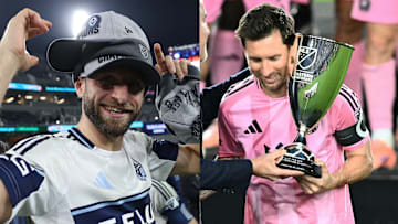 Thomas Müller (left) and Lionel Messi (right) won MLS Conference trophies on Saturday night. 