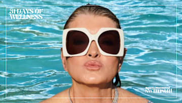 Martha Stewart was photographed by Ruven Afanador in the Dominican Republic. Swimsuit by Body Glove. Sunglasses by Gucci provided by Moda Operandi. Necklace by Cicada.