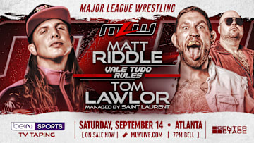 Matt Riddle (left) and Tom Lawlor (right) battle at MLW Fightland in a Vale Tudo, No Holds Barred Match.