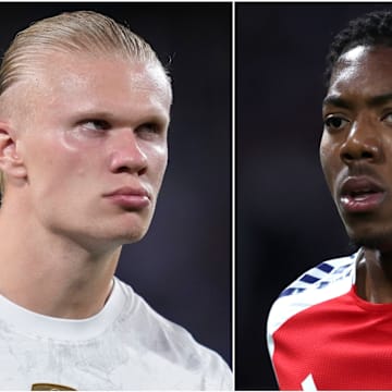 Erling Haaland (left) and Myles Lewis-Skelly are involved in an ongoing war of words.