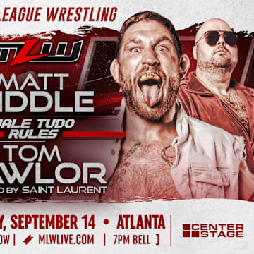 Matt Riddle (left) and Tom Lawlor (right) battle at MLW Fightland in a Vale Tudo, No Holds Barred Match.