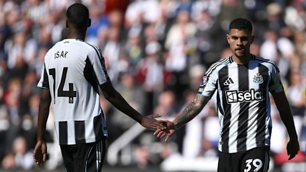 Alexander Isak (left) and Bruno Guimarães. Alexander Isak (left) and Bruno Guimarães.