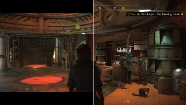 Comparison shot between 21:9 aspect ratio and the Fill screen option in Star Wars Outlaws.