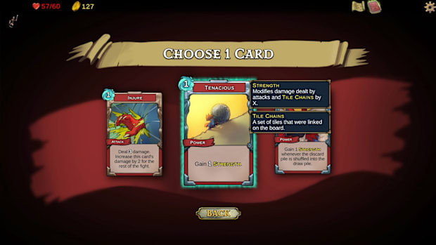 Demon's Mirror card choice screen.