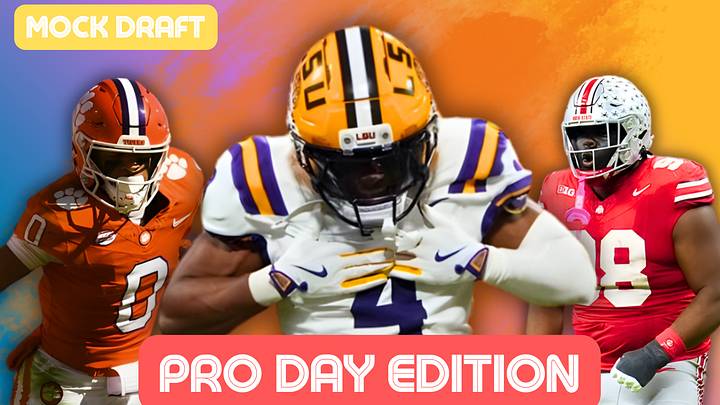 NFL 2026 Draft prospects Mansoor Delane (CB, LSU), Antonio Williams (WR, Clemson), and Kayden McDonald (DL, Ohio State).