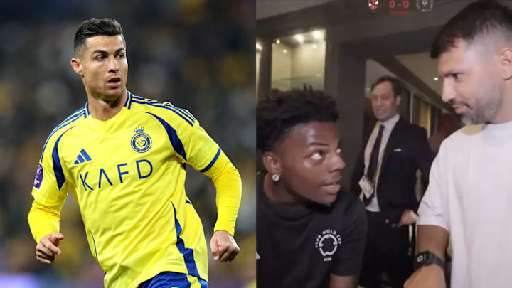 Cristiano Ronaldo; IShowSpeed and Sergio Aguero. Cristiano Ronaldo; IShowSpeed and Sergio Aguero.
