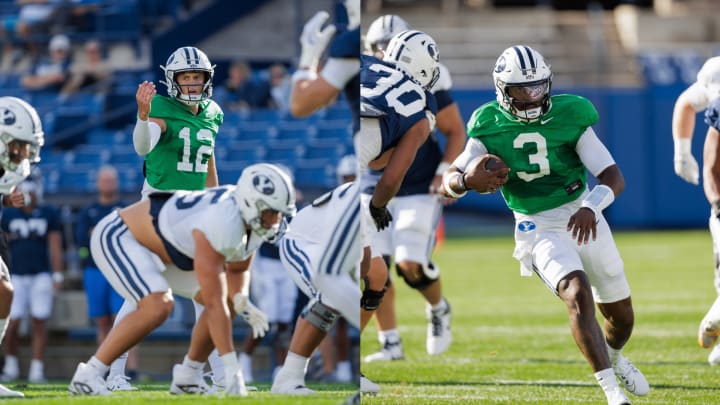 BYU quarterbacks Jake Retzlaff and Gerry Bohanon