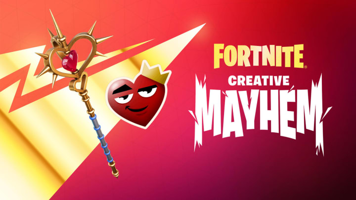 The Love Reigns Emoticon and the Mace of Hearts Pickaxe.
