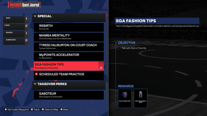 Here's how to complete the NBA 2K24 SGA Fashion Tips Quest.