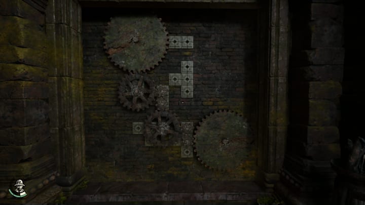 Indiana Jones and the Great Circle Waterfall Ruins cogwheel puzzle solution.