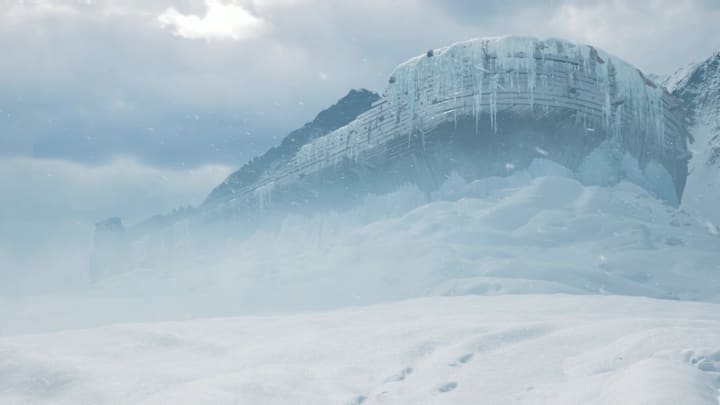 A giant ark embedded in an iceberg in Antartica in Indiana Jones and the Great Circle