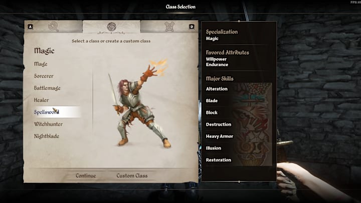 La classe de sorts à Oblivion remasterisée.