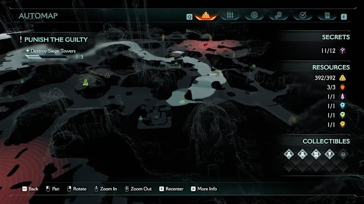 A map showing the location of a wolf statue in Doom: The Dark Ages